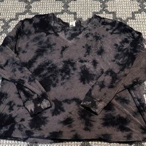 PINK Victoria's Secret Black Tie-Dye Sweatshirt